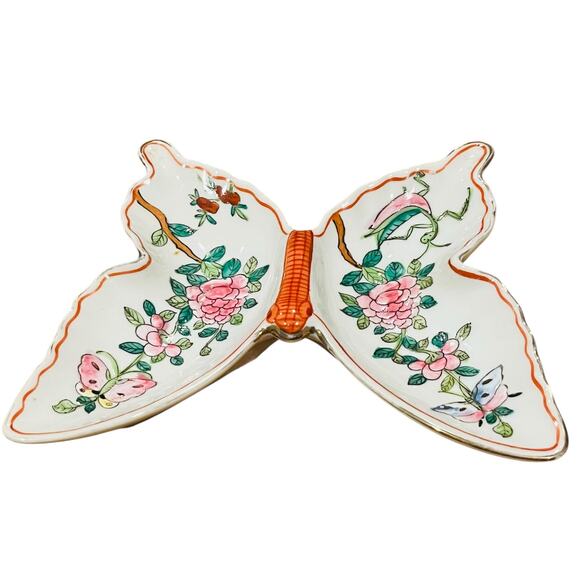 Neiman Marcus Trinket Tray Vintage Chinese  Chinoiserie Hand Painted Floral - Picture 2 of 13